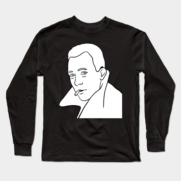 Albert Camus Minimal White Portrait Long Sleeve T-Shirt by isstgeschichte